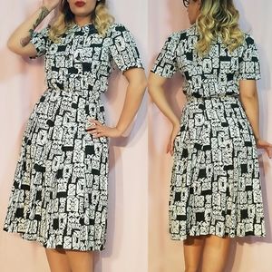 Vintage tiki print pinup dress